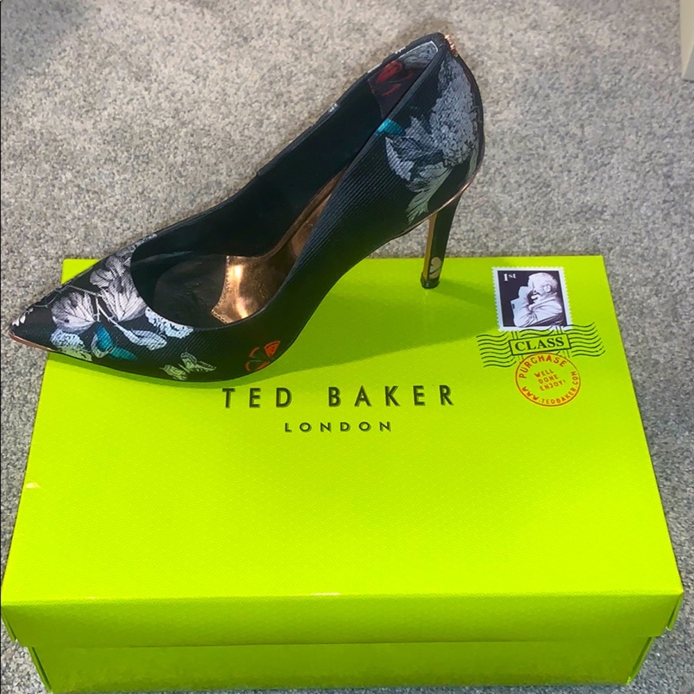 Ted Baker black butterfly patterned heels